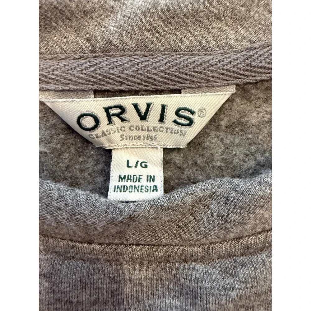 Orvis Classic‎ Collection Mens Gray Crewneck Sweatshirt Fleece Pullover Large L